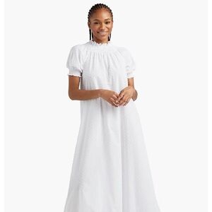 The Caroline Nap Dress - White Semi-Sheer Swiss Dot / S